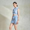 Virgio Women Crop Length Sleeveless Slim Fit Shirt Collar Shirt