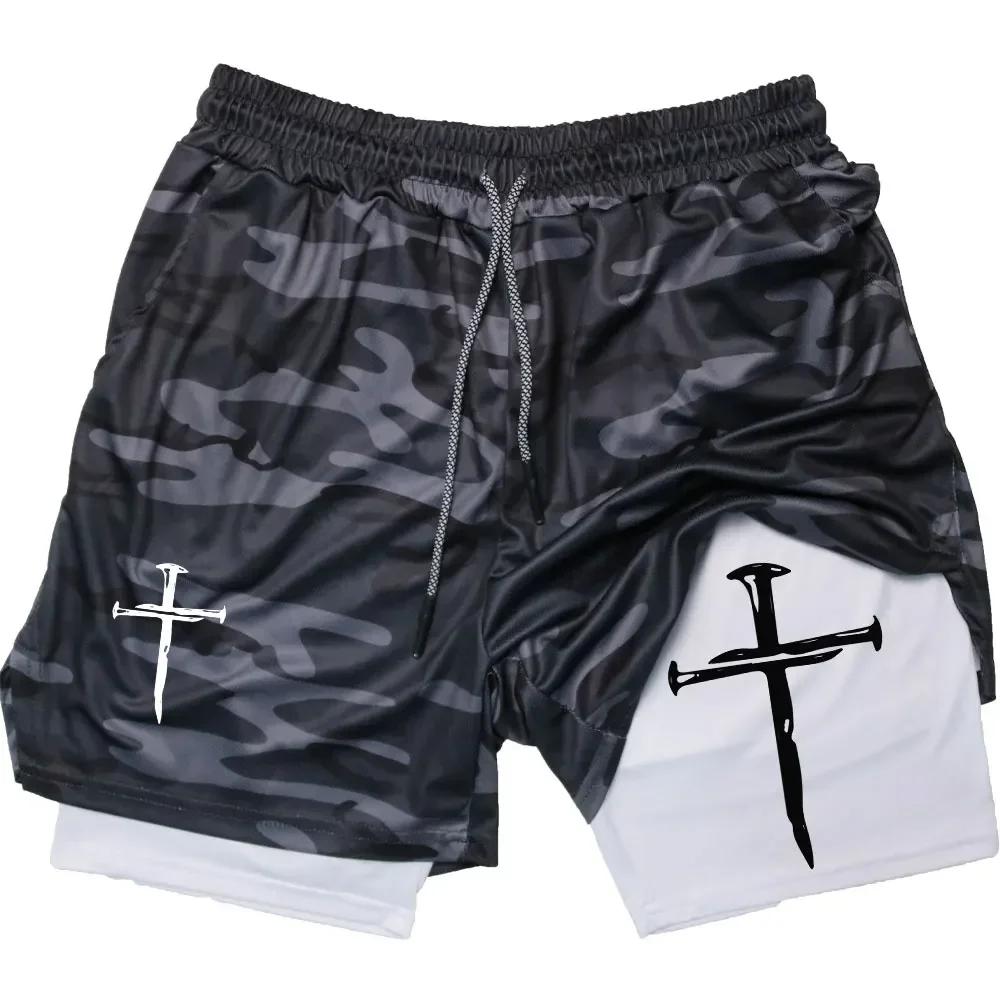 2026 Summer Jogging Shorts Men's Gym Shorts 2 In 1 Mesh Quick Dry Sport Performance Fitness Workout Double Layered Board Shorts