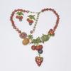 European & American Retro-Style Gold-Plated Tropical Fruit Color Transparent Necklace Earrings Set