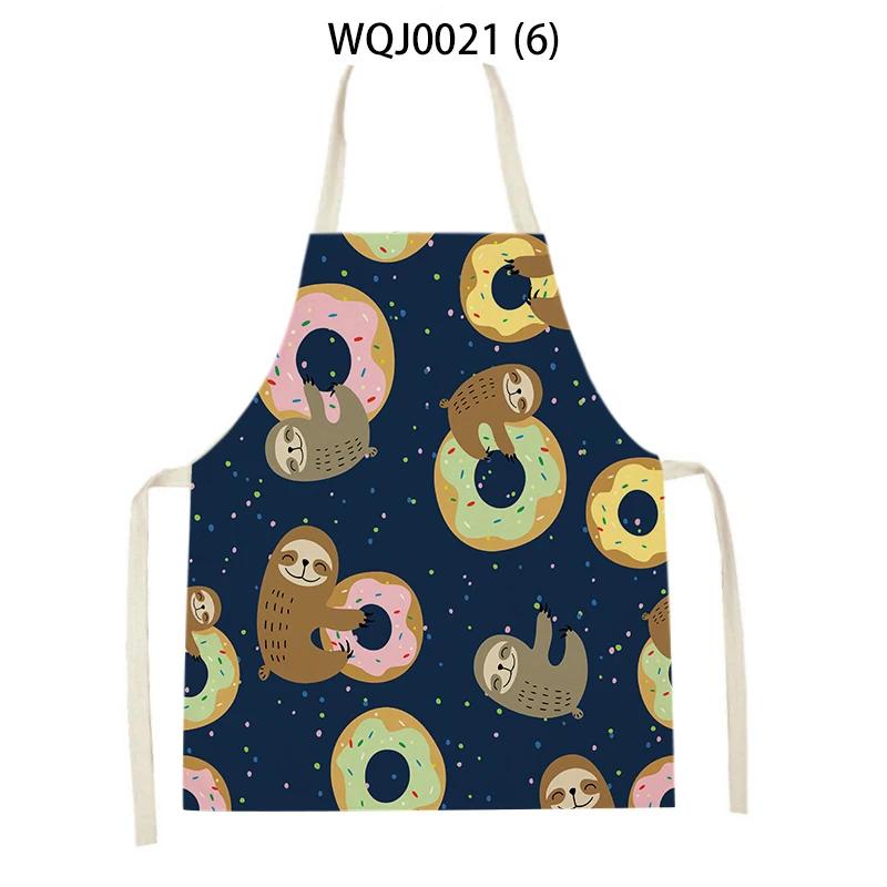 Lovely Owl Cat Pattern Sleeveless Kitchen Aprons Adult Kids Linen Bibs Household Cleaning Pinafore Home Cooking Baking Aprons
