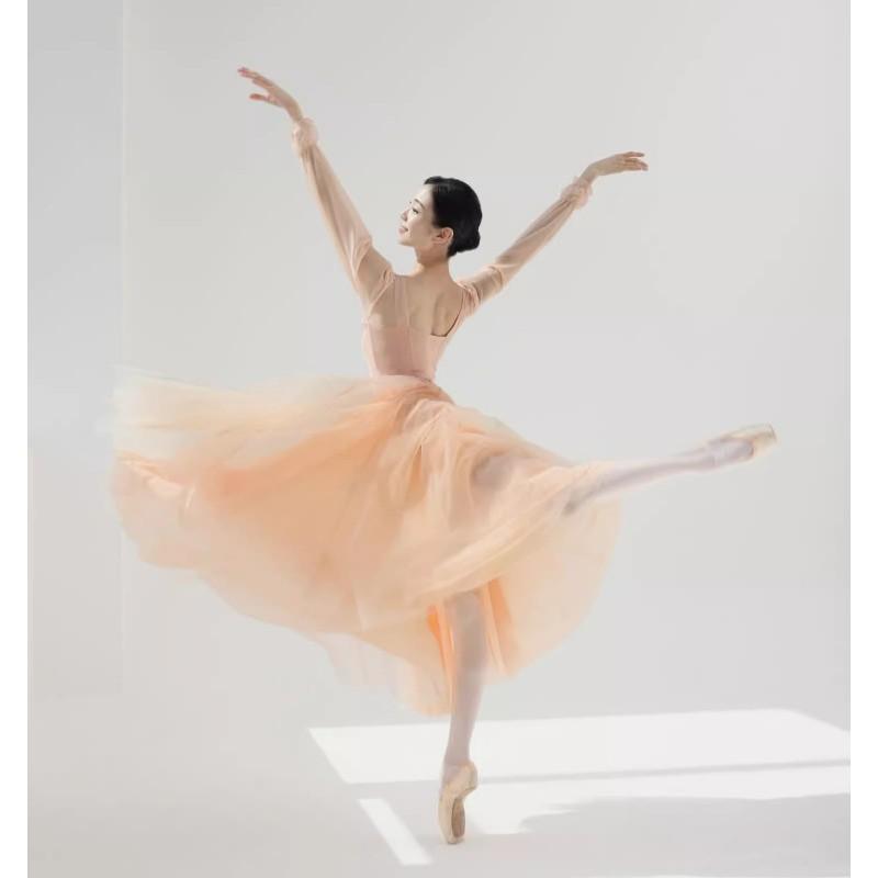 Ballet Leotard With Tulle Skirt Women Dance Gymnastics Aerial Yoga Solid Color