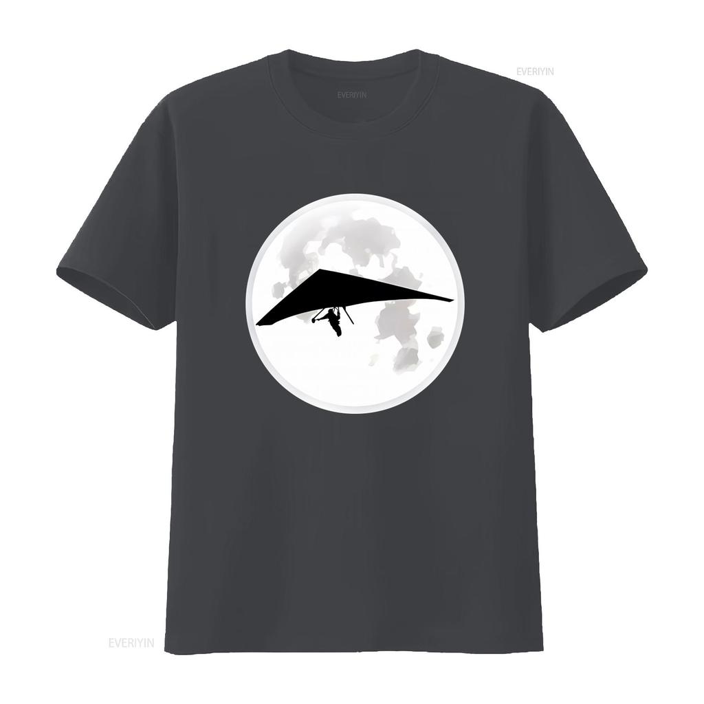 Moon Hang Glider T Shirt for Men and Women Ideal Gliding Teachers Hanggliding Enthusiasts Airsport Lovers Vintage Washed