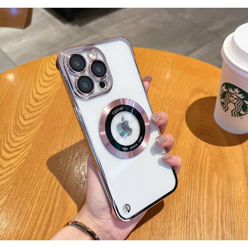 Applicable To IPhone16 Frameless Electroplating Mobile Phone Case Magnetic Suction Apple 15 ProMax Leakage Mark 14 Protection Case