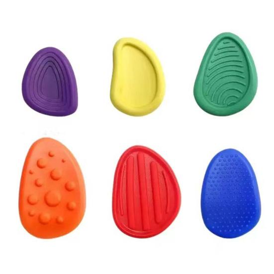 6Pcs/Set Kids Silicone Sensory Stone Toy Textured Worry Stone Concentration Aid Anxiety Stress Relieving Fidget Stone Toy