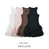 Kaslead New Arrival Women's Clothing Fashion Style Fashion Minimalist Ruffles Lace Patchwork Sleeveless Dress