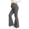Pantaloni de yoga pentru maternitate, Cu buzunar pe burtă, Pantaloni elastici cu picior larg pentru lucru/casual, Pantaloni lounge pentru maternitate