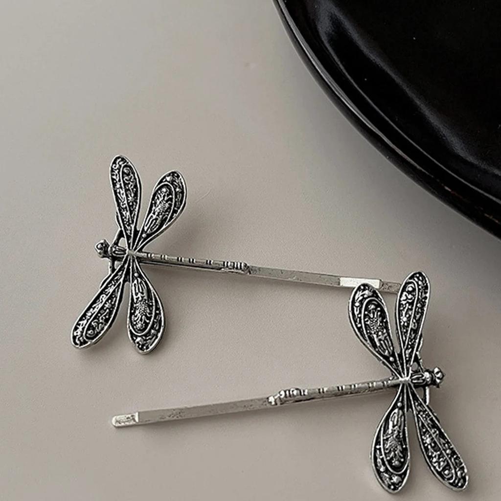 2Pcs/Set  Retro Dragonfly Hair Clip For Women, Fashionable Bangs, Side Hair Accessories, Niche Design, Side Clip Hair Accessories