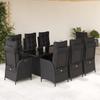 Vidaxl 9-Cz. Garden Furniture Set With Cushions, Black, PE Rattan