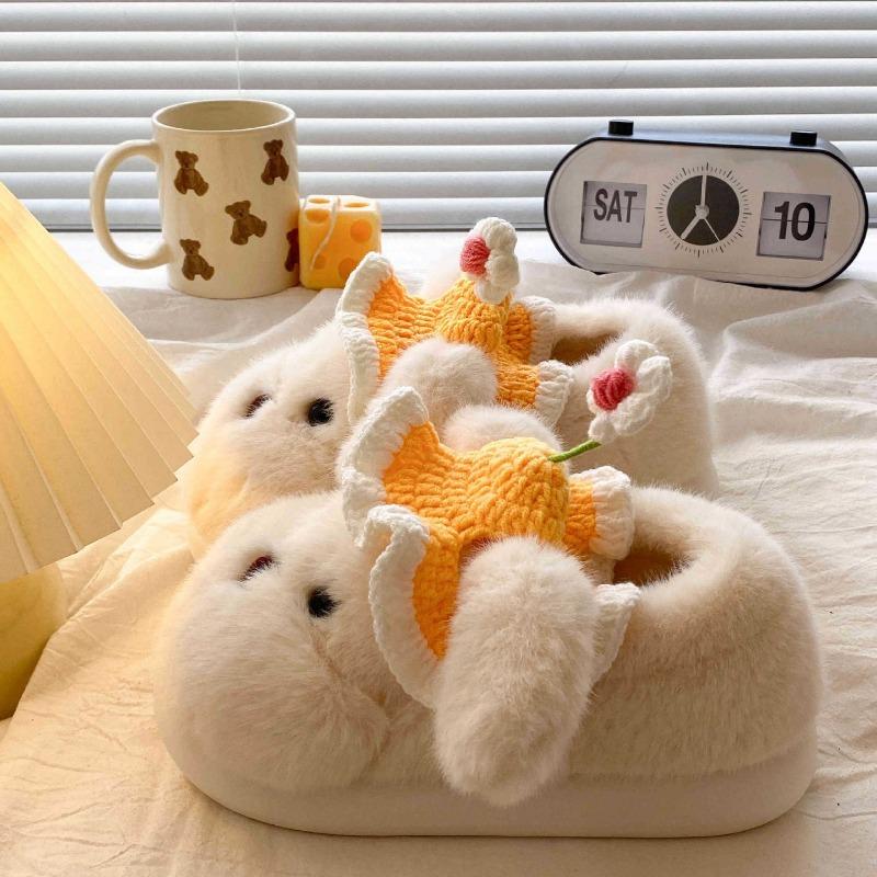 

Cute New Thick-soled Home Cotton Shoes with Fleece Heels for Women 40-41 білий