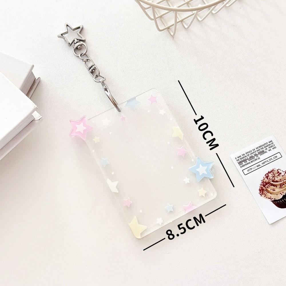 Acrylic Card Holder Colorful Star Student Card Protector Kpop Photocard Holder Keychain  Gift