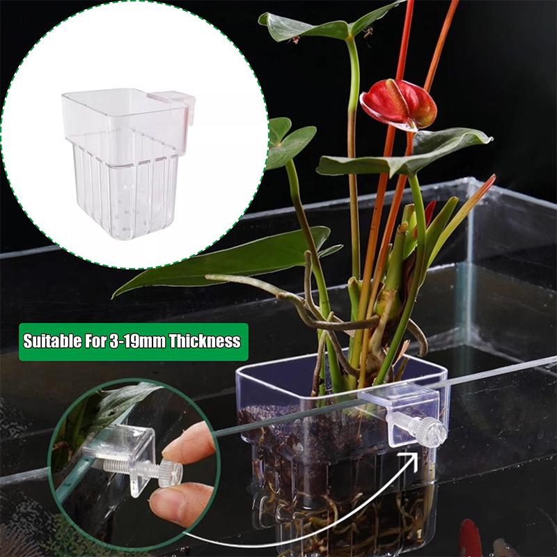 Aquarium Pflanzkorb Hydroponische Unterstützung Hangable Fisch Tank Wasser Gras Becherhalter Wandbehang Blumentöpfe