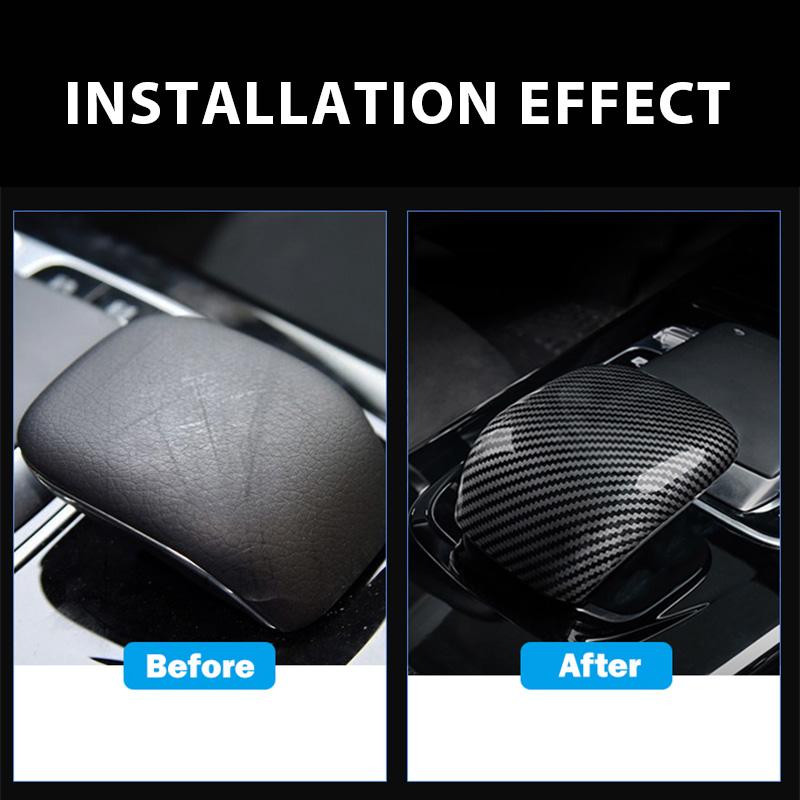 Car Styling Gear Shift Knob Cover Trim Carbon Fiber Look For Mercedes-Benz A Class W177 CLA C118 2019-2022 Interior Accessories