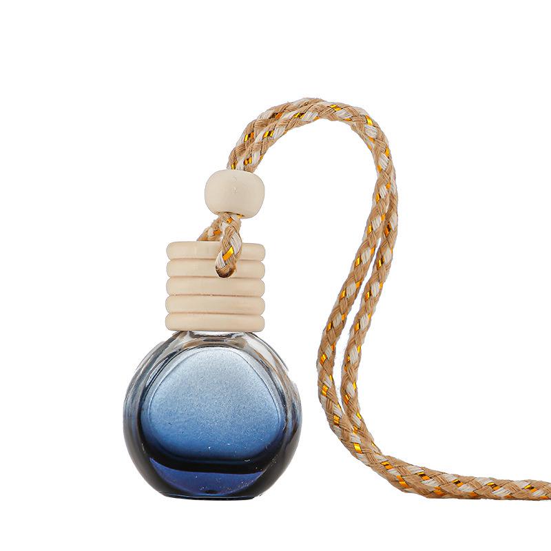Gradient Car Air Freshener Glass Pendant, Transparent Aroma Diffuser Bottle, Empty for Fragrance 