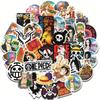 50PCS/set One Piece Anime Stickers DIY Phone Snowboard Laptop Luggage Fridge Guitar Graffiti Cartoon Sticker Decal for Kid