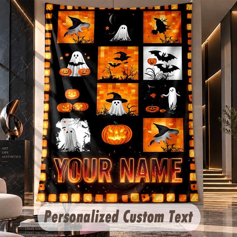 Halloween (1) Theme Custom Tapestry Personalized Custom Name Text Wall Hanging Tapestry Home Decor Background Cloth