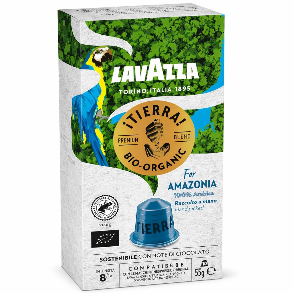 Lavazza iTierra! per (AMAZONIA) Capsule Espresso Biologiche | (10 capsule) Scatola da 55g By Cougar | Compatibile con Macchine Nespresso Original | Inte Medio