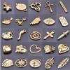 10 stuks/partij Goudkleurig 3D Draak Hart Bedel Zon Kwaad Oog Kruis Roestvrij Staal Hangers Voor Sieraden Maken Benodigdheden DIY Oorbellen