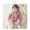 Infant Baby Pink Korean Style Workwear Long Sleeve One Piece Romper Outfit