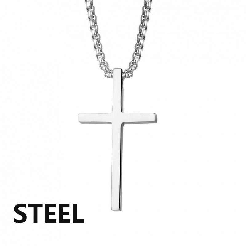 Stainless Steel Cross Pendant Necklace for Men Women Minimalist Jewelry Male Female Prayer Necklaces Chokers  Jewelry