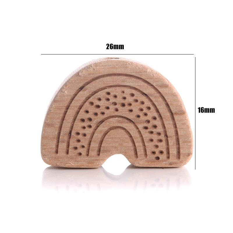 10Pcs Natural Beech Wooden Beads Cat Heart Butterfly Rainbow Cat Teethers Beads for Baby Necklace Pacifier Chain Crafts Jewelry