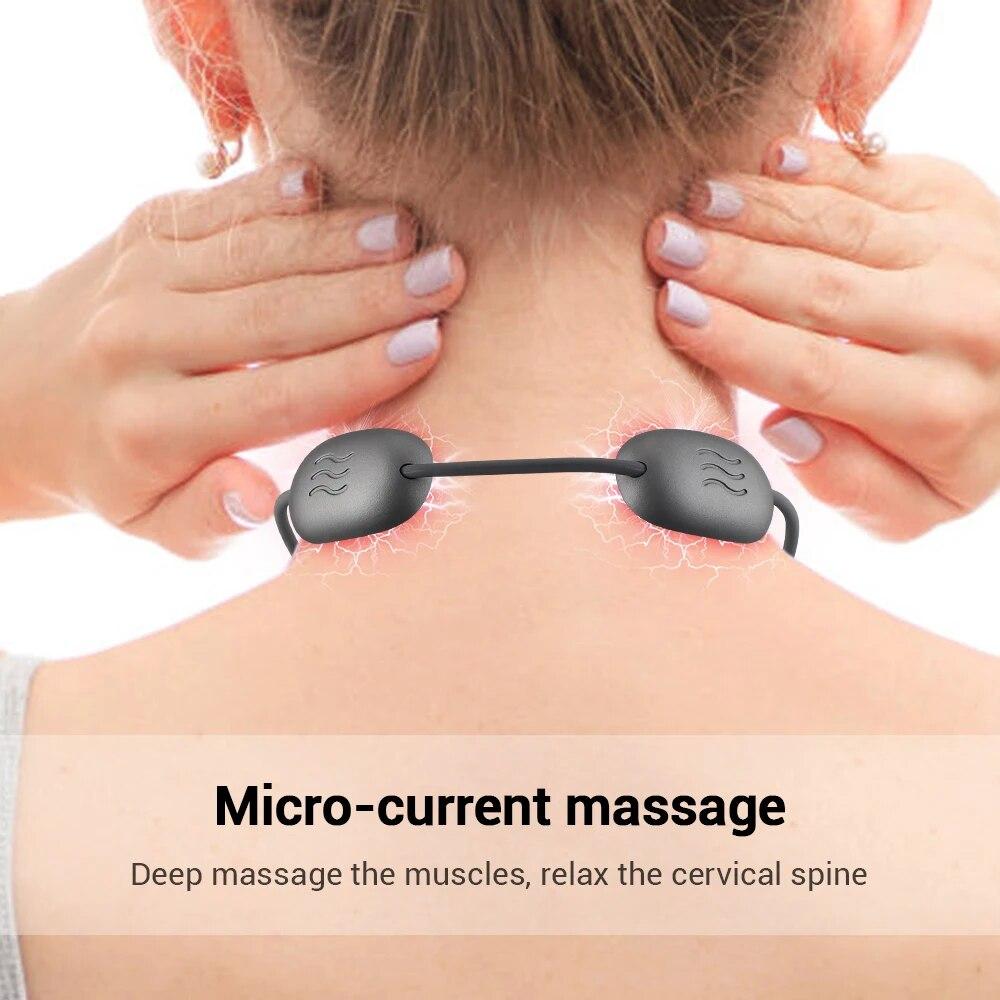 Hanging Micro-current Neck Massager Mini Pulse Cervical Spine Shoulder Massager Hot Compress Cervical Neck Relaxation Massager