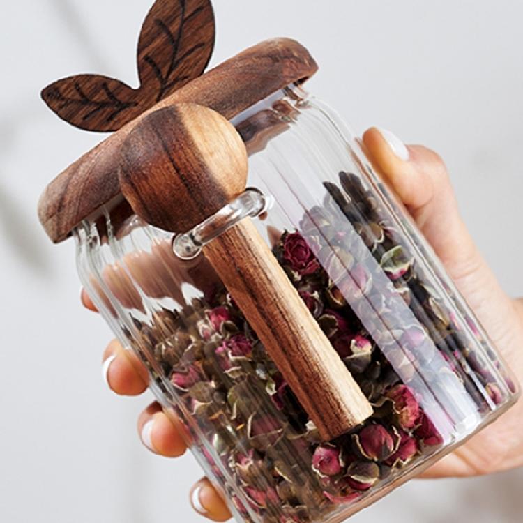 Multifunctional Glass Storage Jar Including Spoon High Borosilicate Glass Sealed Seal for Kitchen Pantries Home Office Use