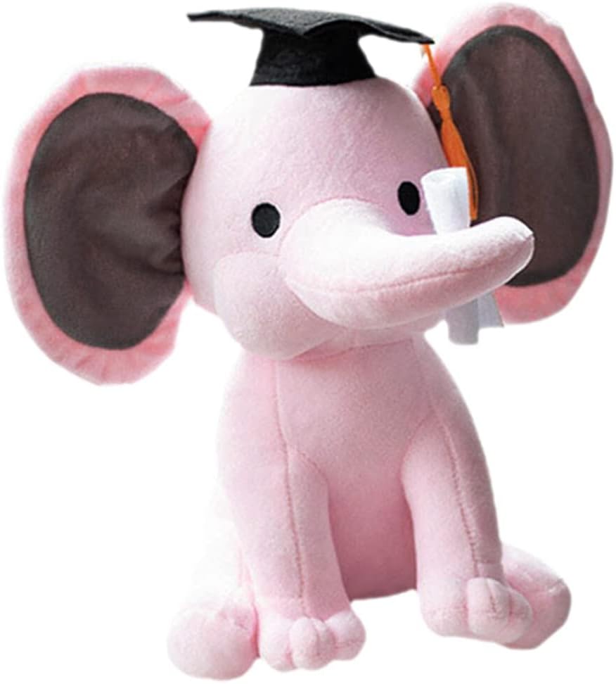 

Graduation Stuffed Elephant Toys Plush Grad Animal Doll with Doctoral Hat and Diploma for 2024 High School College Graduation Party 25cm Pink рожевий