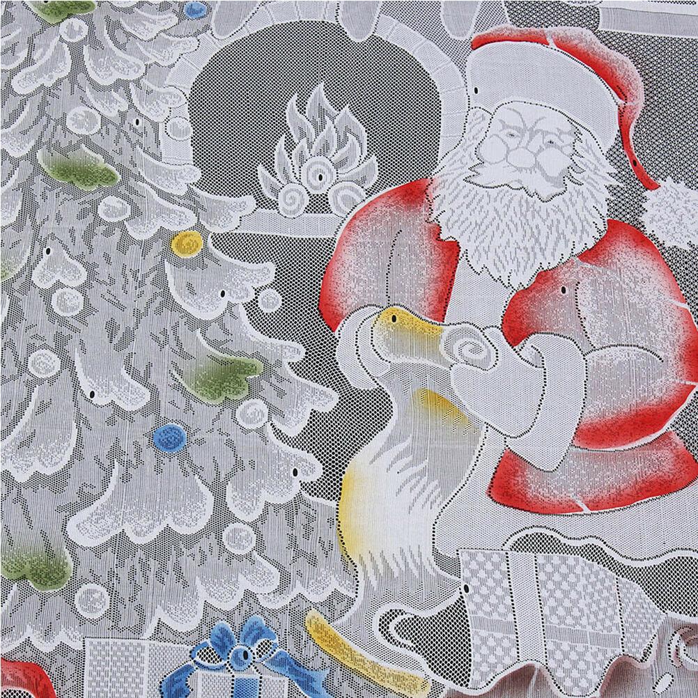 Christmas Lace Curtains LED Light Santa Claus Half Blackout Curtains Living Room Bedroom Home Decor