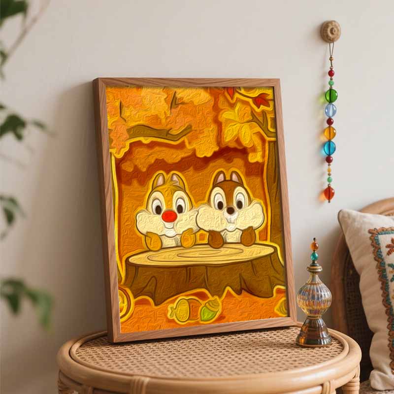 Disney Chip and Dale Digital Oil Painting Art Kit DIY Handmade Autumn Home Decoration Gift