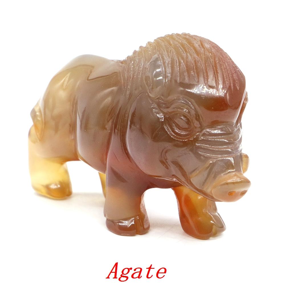 

Wild Boar Statue With Natural Crystals Hand Carved Healing Animal Figurine Reiki Gemstone Craft Home Decoration Gem Gifts 2.8 In 1pcs