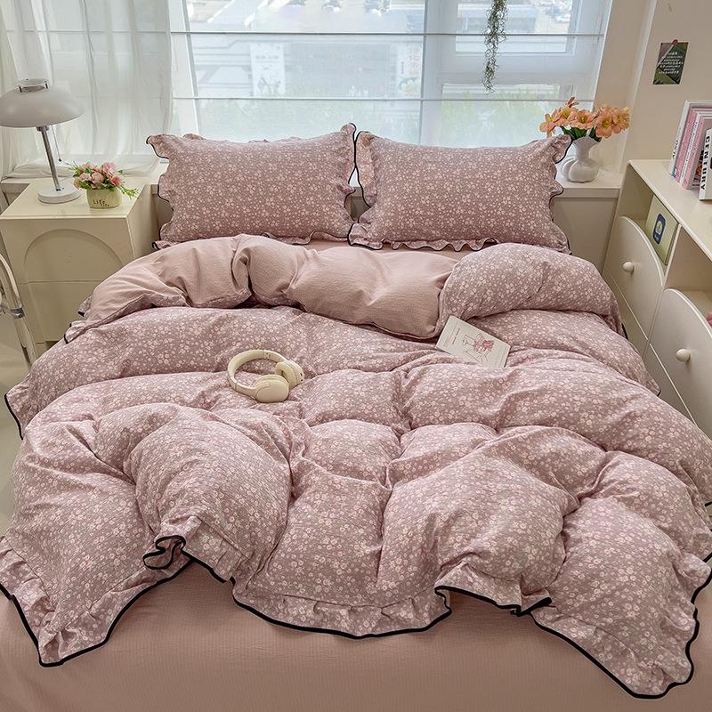 Lace Bed Four-piece Set, Skin-friendly Cloud-feeling Thin Quilt Cover, Bed Sheet Quilt Cover Three-piece Set