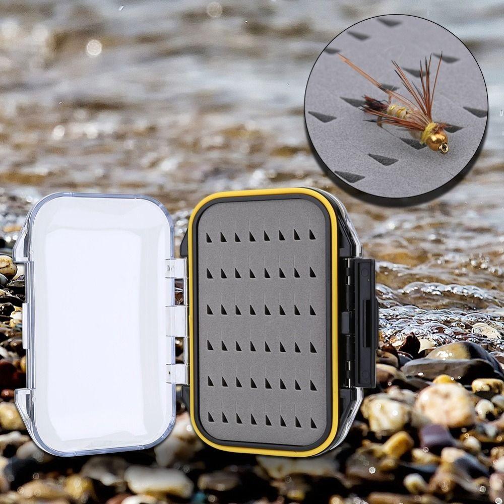 Double Side Fly Fishing Baits Box Plastic Foam Padded Lures Holder Case Waterproof Clear Lid Fly Lure Box Fishing Accessory