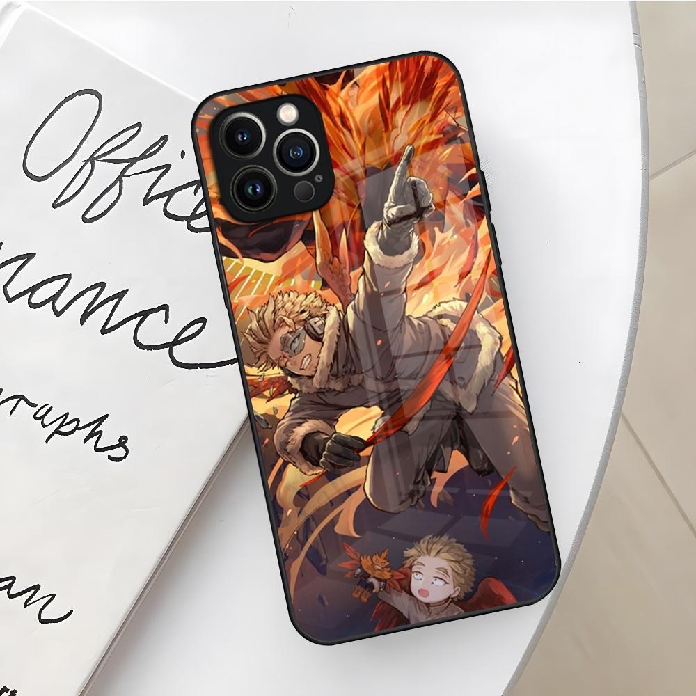 My Hero Academia Hawks Phone Case for Iphone 16 15 14 12 11 13 Pro Max Mini X Xr Xs Se 8 Puls Glass Cover