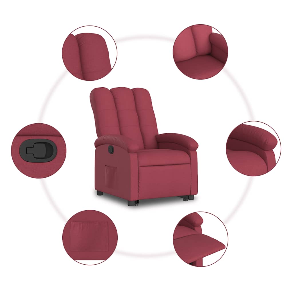 Recliner Chair with Rising Function Burgundy Fabric