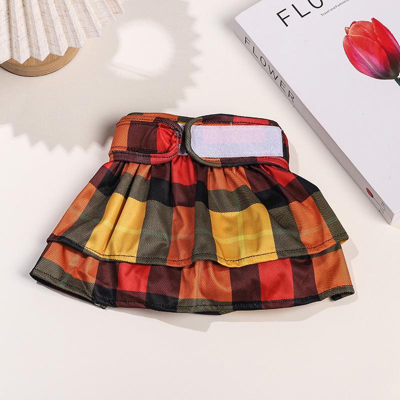 Washable Pet Physiological Pants: Small Dog Plaid Print Menstrual Diapers