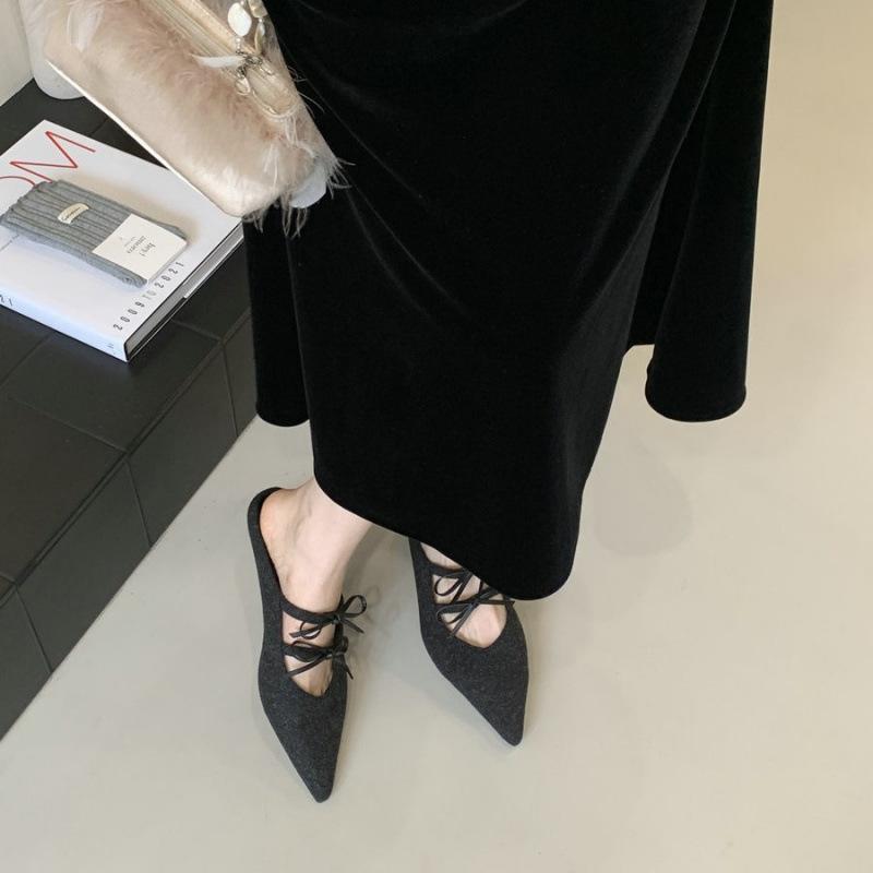 2025 new pointed toe bag head half slippers women's fashion versatile one-pedal lazy shoes flat muller shoes