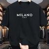 Summer men's and women's 100% cotton casual comfortable loose fashion Italian Milan letter print short-sleeved shirt