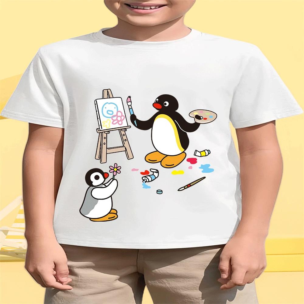 Horký výprodej 2026 Léto Dětské Pingu Kreslený Potisk Módní Tričko