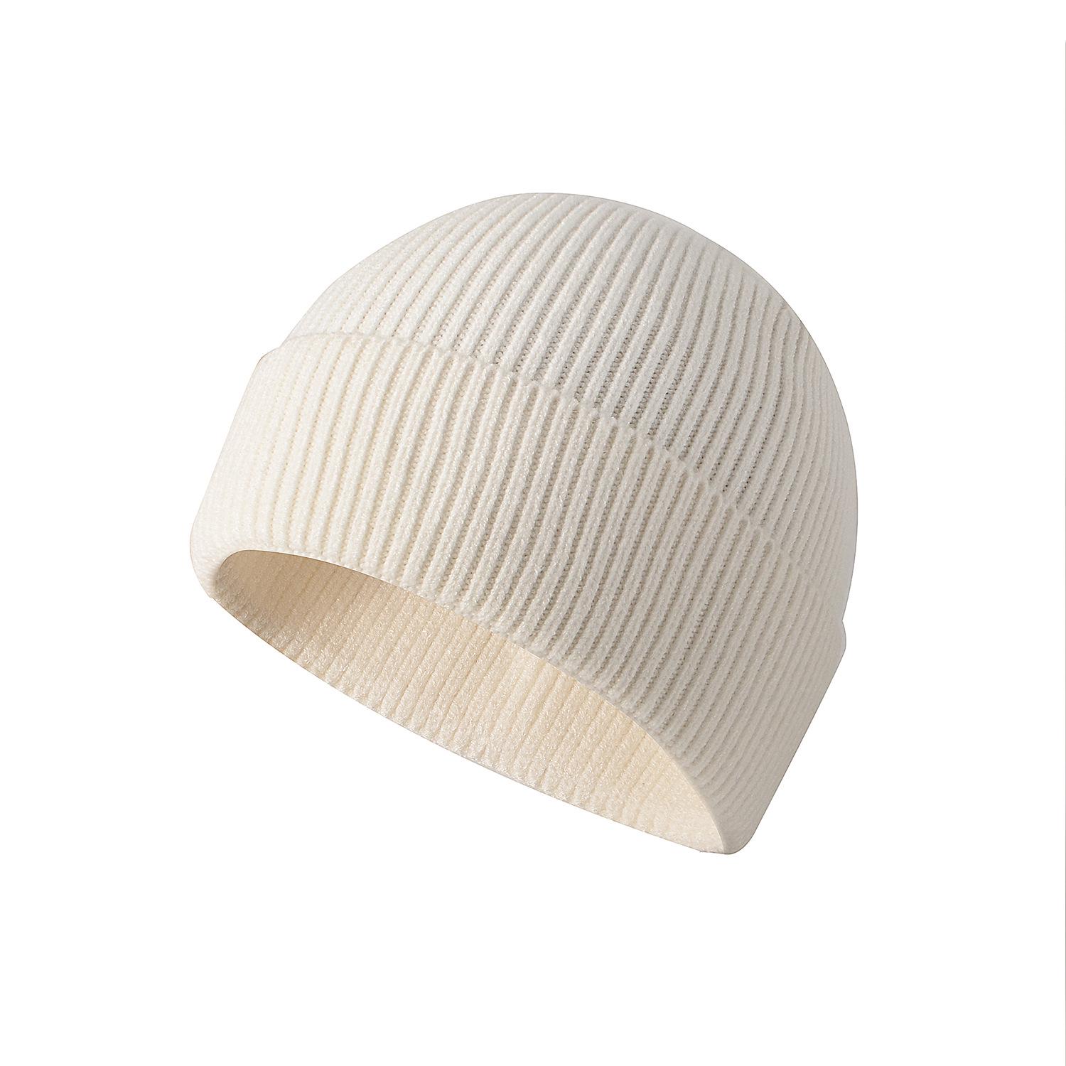 

Шапка Женская однотонная вязаная шапка Конфетного цвета шерстяная шапка Теплая повседневная взрослая шапка Универсальная вязаная шапка-пуловер Knitted hat elastic белый