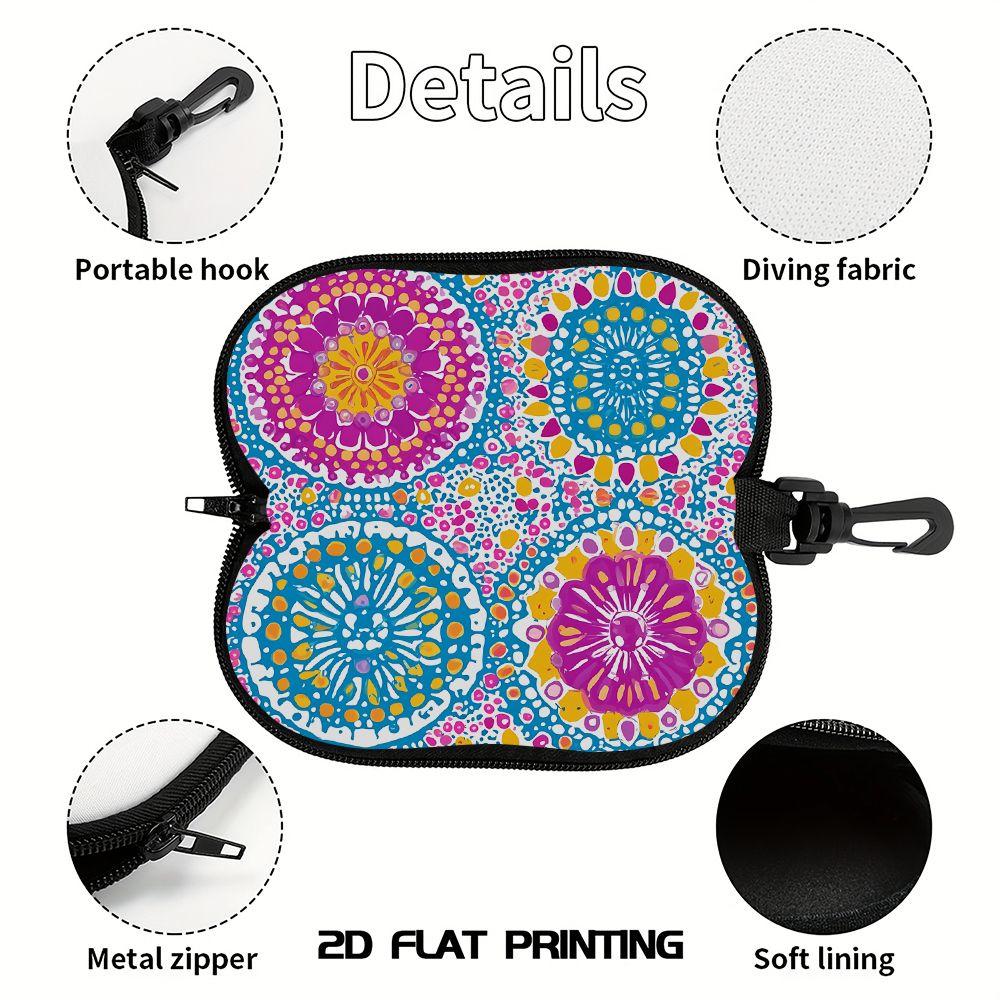 2D-Bohemian Mandala Print Protective Eyewear Holder, Stylish Sunglasses Case, Vibrant Floral Pattern Eyeglasses Pouch, Zipper Travel Storage Accessory