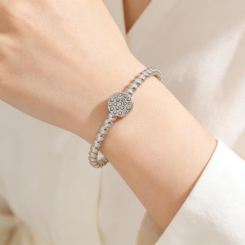 Europe and the United States Hot-selling Round Oil-pressed Diamond-encrusted Women's Light Luxury High-end Cold Wind Electroplating K