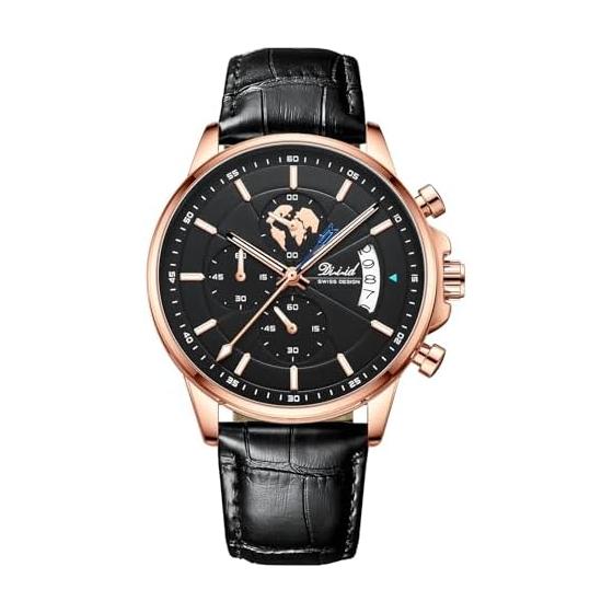 Men s Analog Watch Watch for Men Quartz Chronograph Water Resistant to 3 ATM Genuine Leather Strap Date Display Luminous Multi-Functional Dial