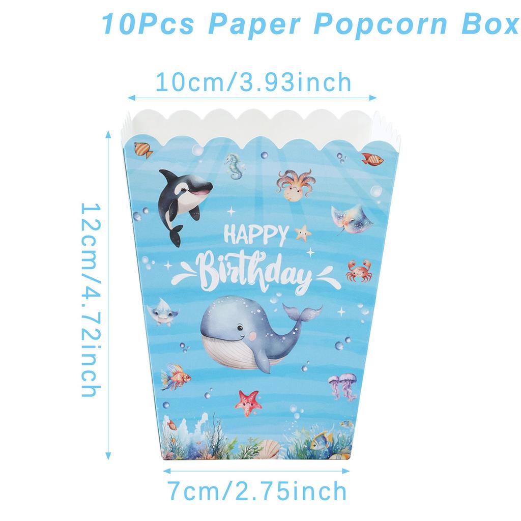 Ocean Animal Disposable Tableware Tablecloth Background Candy Bags Birthday Party Decor Kids Gift Under The Sea Party BabyShower