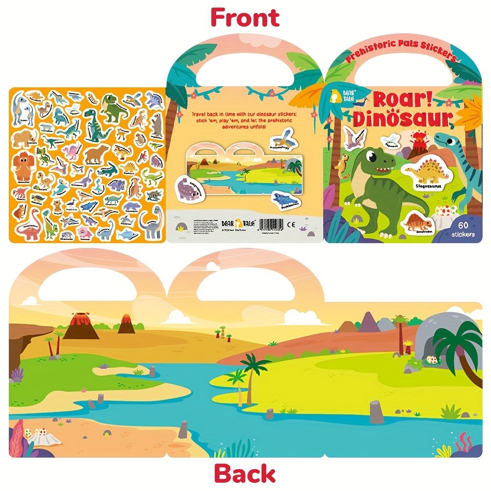 Reusable Sticker Collection Book for Kids Toddlers Dinosaurs Vehicles Funny Animal Cartoon Busy Sticker Toy Gift for Boys Girls