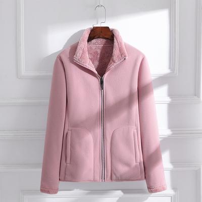 Women's Autumn and Winter Double-sided Fleece Plus Velvet Thick Sweater Polar Fleece Cardigan Jacket