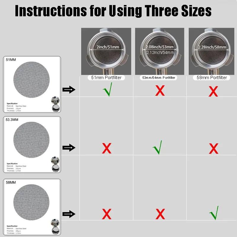 51/53.5/58.5MM Coffee Filter Plate Replacement Backflush Filter Mesh Screen Portafilter for Coffee Machine Handle Puck Screen