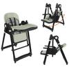 Chaise Haute Bébé 2-en-1 avec Fonction à Bascule, Harnais de Sécurité 5 Points, Roues Blocables, Plateau Amovible, Pliable et Réglable en Hauteur, Vert Foncé