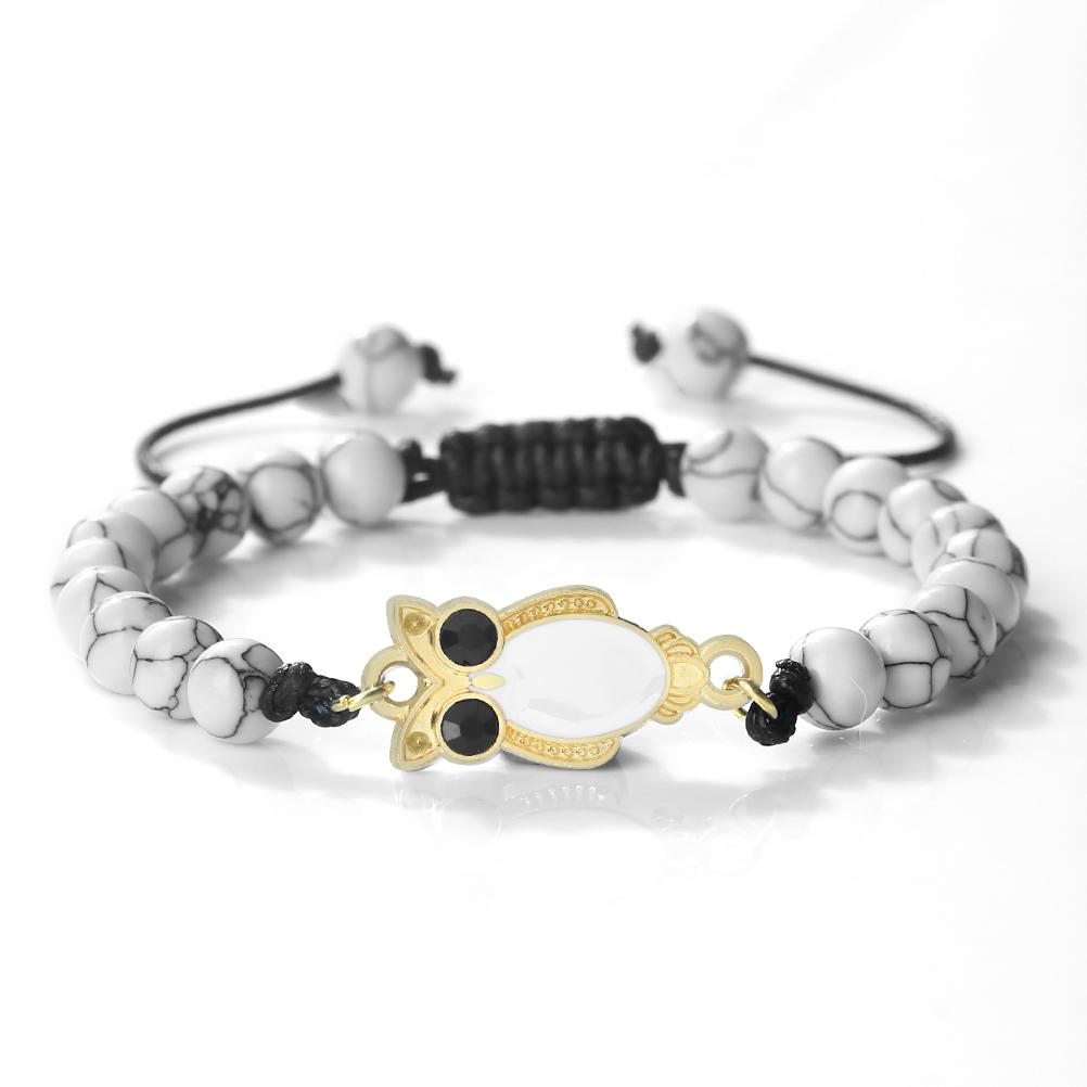 6mm Owl Pendant Black Matte Bracelet For Men Adjustable Animal Charm Bangle Boho Gothic Jewelry Gift Idea Unisex  Fine Accessory