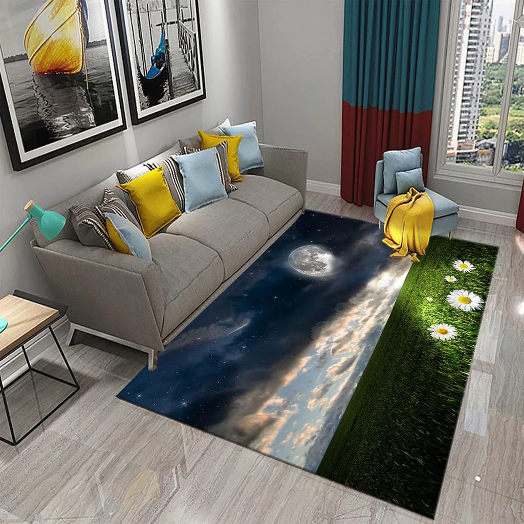 Moon Carpet Flower Moon Forest Living Room Children's Bedroom Decor Carpet Floor Mat Kitchen Bathroom Entrance Non-slip Carpet