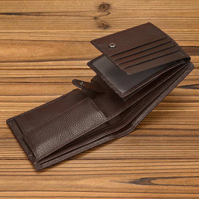 Fashion Men's Short Wallet Genuine Leather Handmade Leather Short Purse For Man Male Cowhide Small Purse For Men Card Holder